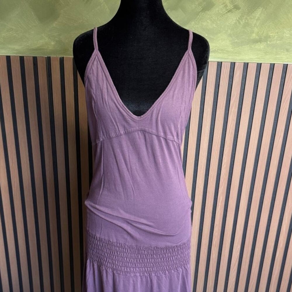 Enza Costa Smocked Drop Waist Maxi Dress Purple Size Medium - Picture 3 of 10